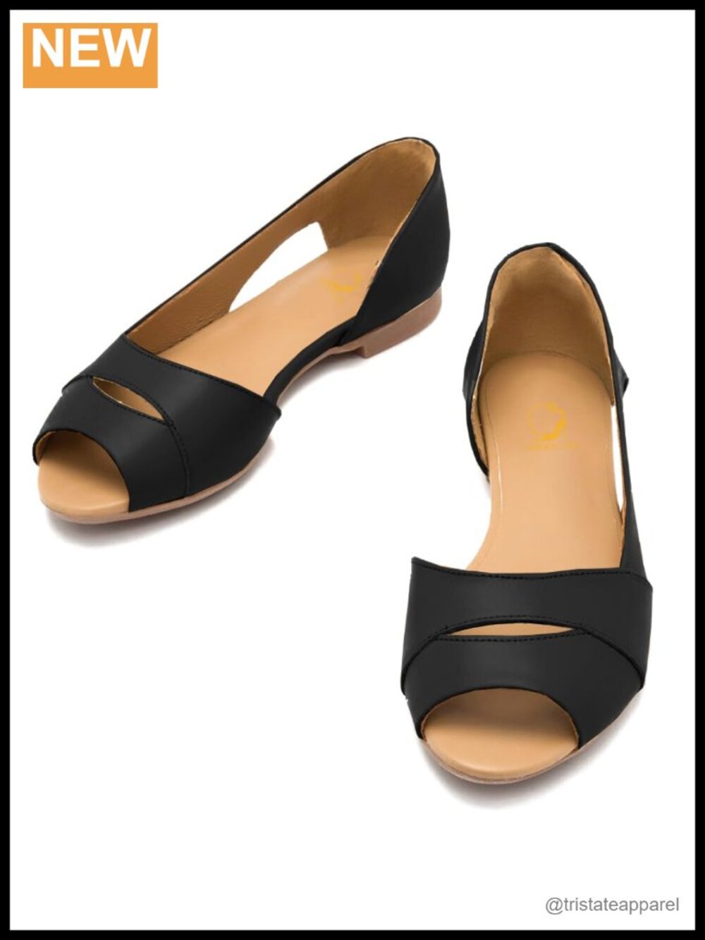 Women's Open Peep Toe Cutout Flat Sandals Slip-On Matte Leather